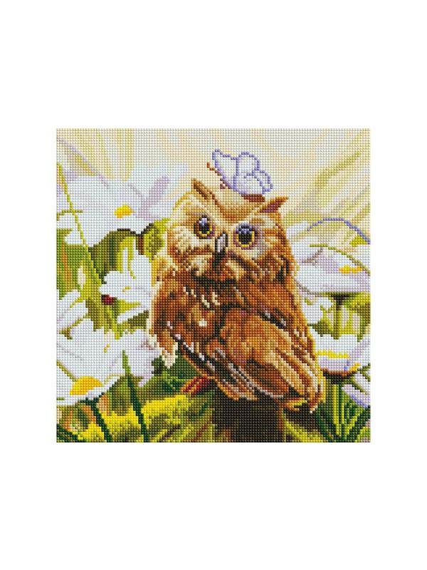 Набор для творчества Белоснежка алмазная мозайка на раме Сова Везучка 30 на 30 см