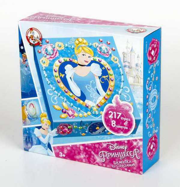 Шкатулка со стразами Золушка 217 страз, (150х150) Дисней