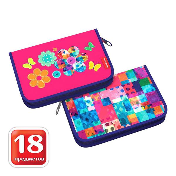 Пенал-книжка с наполнением ErichKrause 135x205x30мм Patchwork