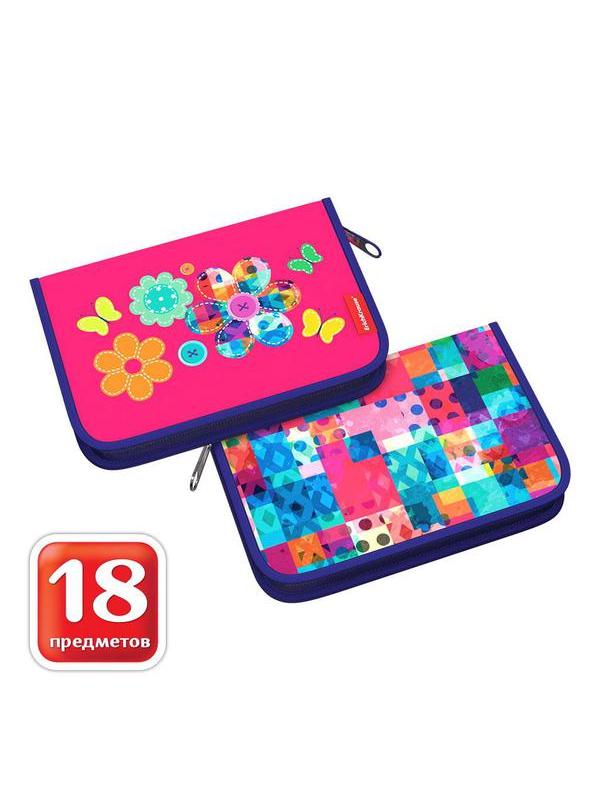 Пенал-книжка с наполнением ErichKrause 135x205x30мм Patchwork