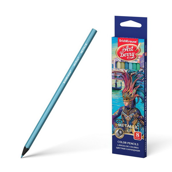 Карандаши цветные шестигранные ArtBerry Metallic 8 цветов