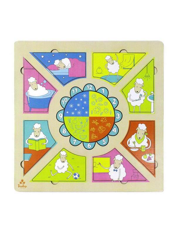 Развивающая игрушка Мастер Игрушек Рамка-вкладка Распорядок дня, деревянная, 29х29 см