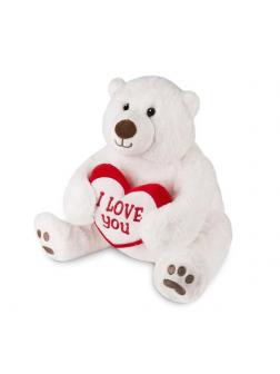 Мягкая игрушка Maxitoys Белый Медведь с Сердцем, 30 см