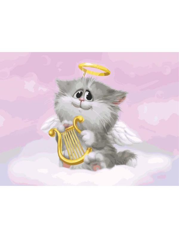 Набор для творчества Белоснежка картина по номерам на холсте Котёнок-ангелочек 30 на 40 см