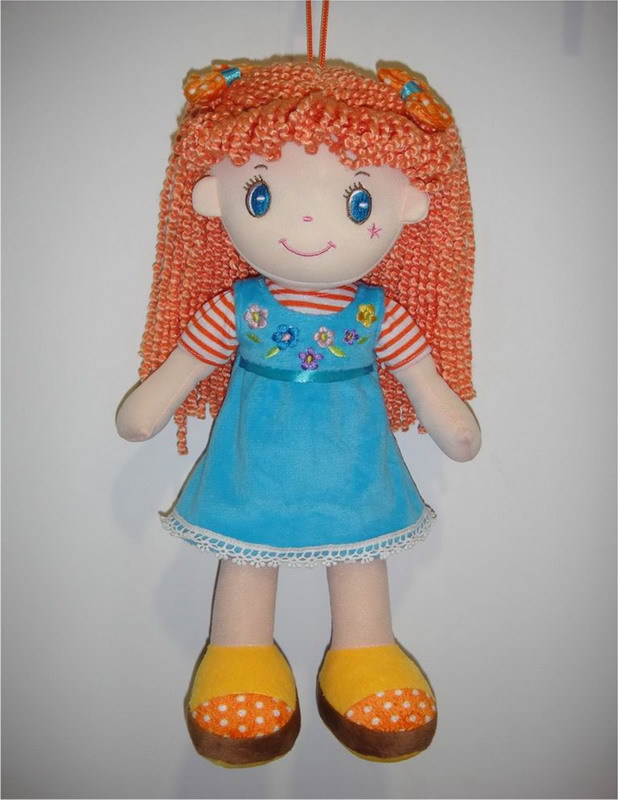 Кукла Мягкое сердце, мягконабивная, рыжая в глубом платье, 20 см / ABtoys
