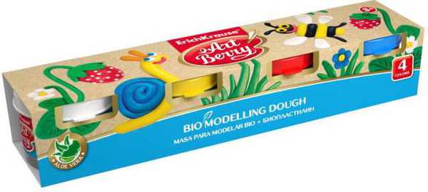 Биопластилин ArtBerry с Алоэ Вера, 4 банки по 35г