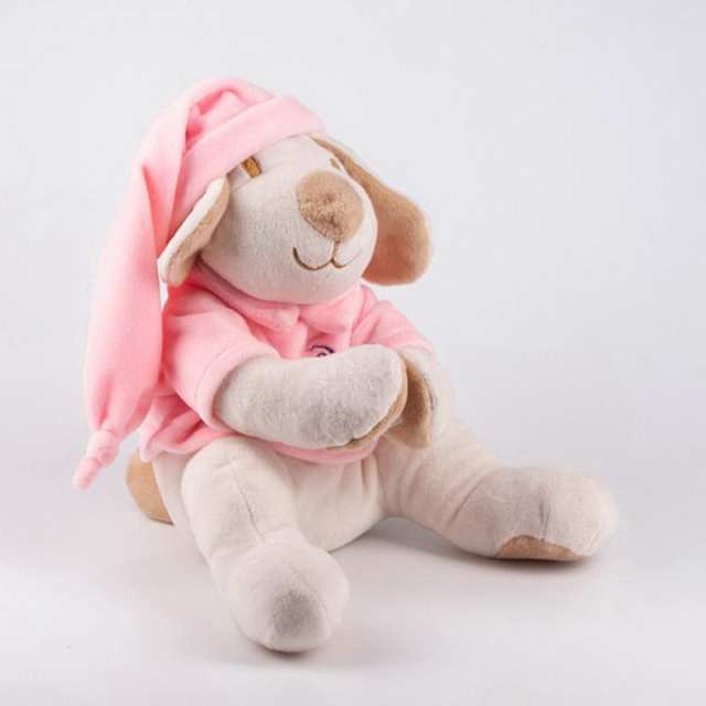 Мягкая игрушка Drema BabyDou Собачка розовая с белым и розовым шумом