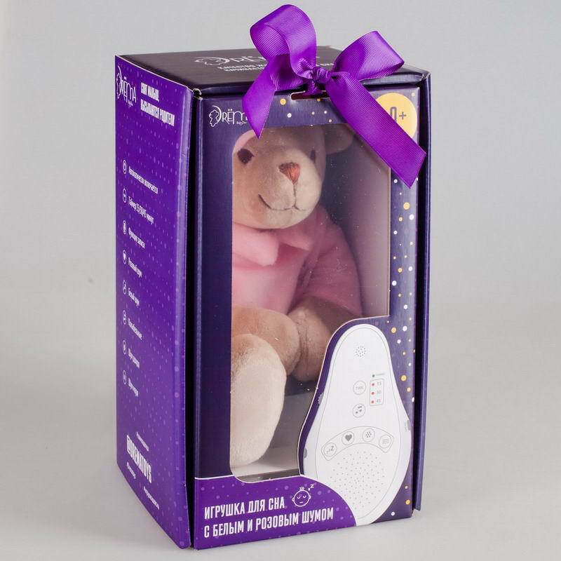 Мягкая игрушка Drema BabyDou Собачка розовая с белым и розовым шумом