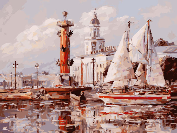 Набор для творчества Белоснежка картина по номерам на холсте Санкт-Петербург. Кунсткамера 30 на 40 см