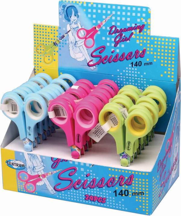 Ножницы 140 мм. в дисплее цветные FLOWER