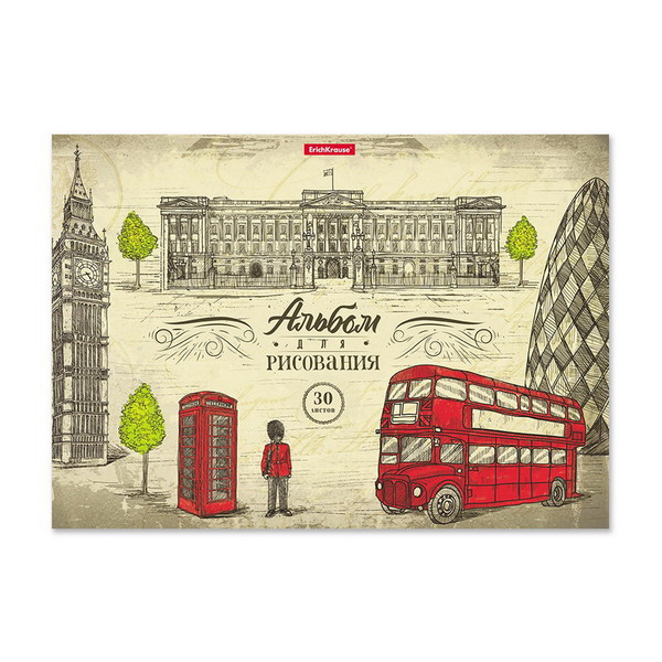 Альбом для рисования А4 30 листов ErichKrause Great Britain, клеевая основа