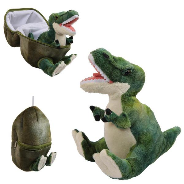 Мягкая игрушка ABtoys Dino World Динозавр в яйце, зеленый 22 см.