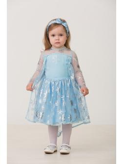 Карнавальный костюм Батик Принцесса Эльза (платье, повязка) (текстиль) р.26