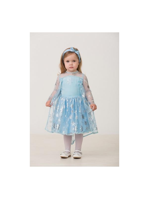 Карнавальный костюм Батик Принцесса Эльза (платье, повязка) (текстиль) р.26