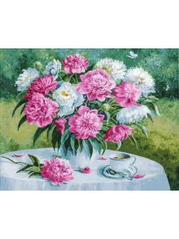 Набор для творчества Белоснежка картина по номерам на холсте Роскошные пионы 40 на 50 см
