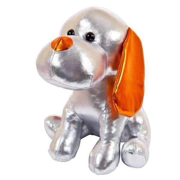 Металлик. Собака серебристая, 17 см. игрушка мягкая