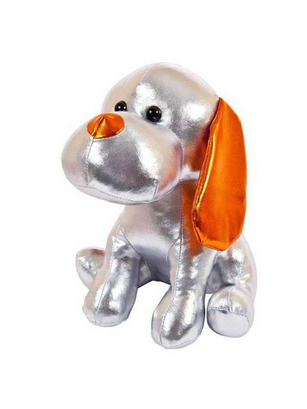 Металлик. Собака серебристая, 17 см. игрушка мягкая