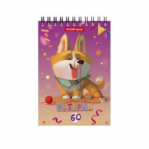 Блокнот на спирали ErichKrause Корги, А6, 60 листов, клетка