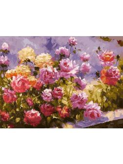 Набор для творчества Белоснежка картина по номерам на холсте Букет роз 30*40 см