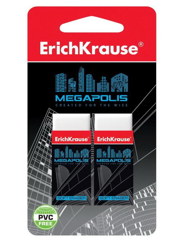 Ластик ErichKrause MEGAPOLIS (в блистере по 2шт.)