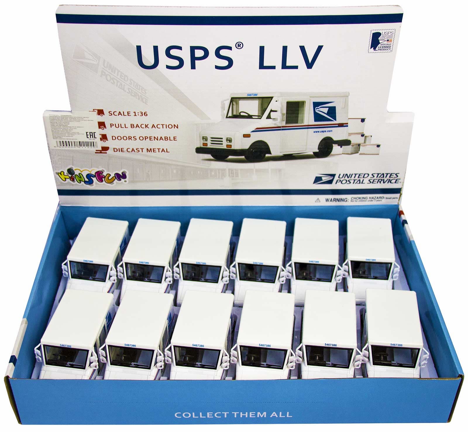 Металлическая машинка KinsFun 1:36 «USPS LLV» KT5112D инерционная
