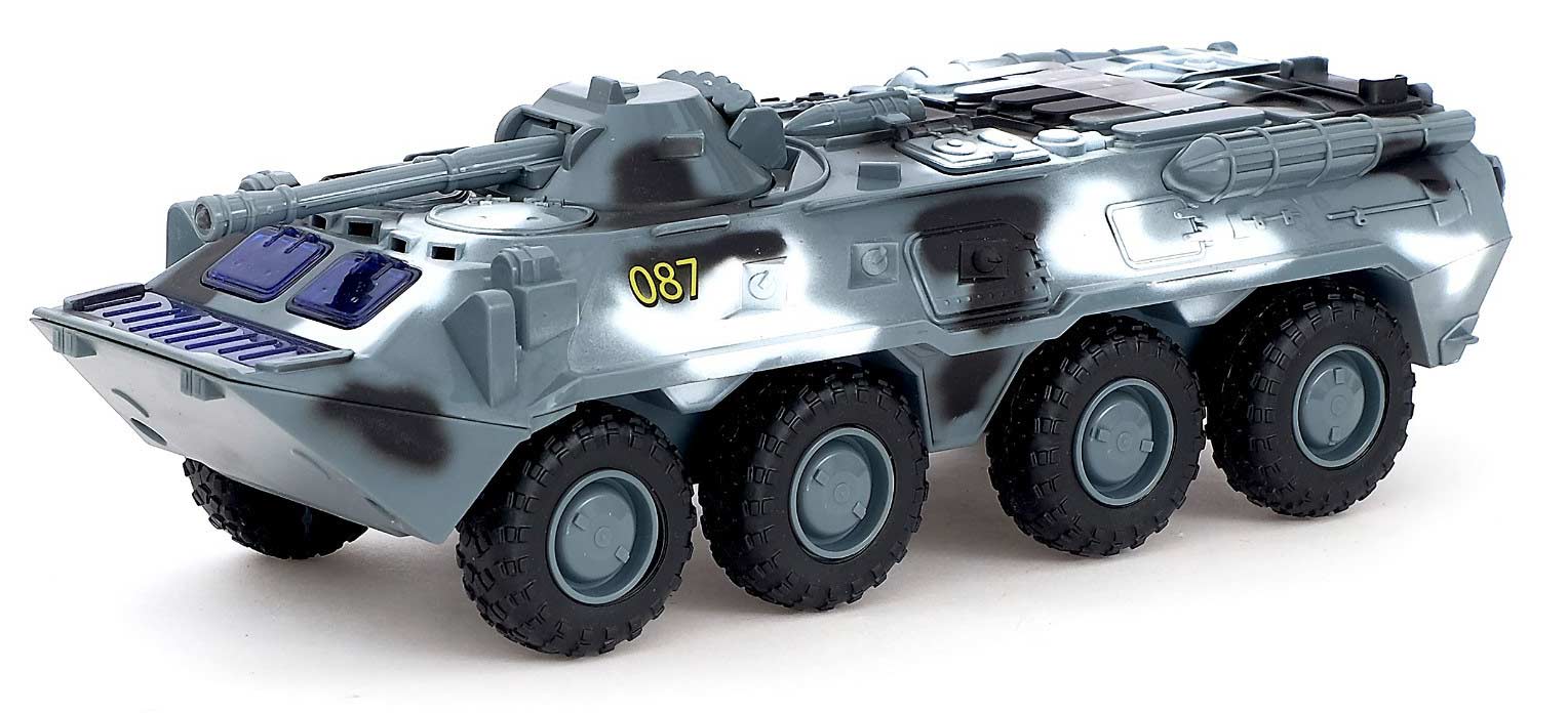 Машина инерционная Play Smart 1:35 «БТР-80» 24 см. 9629-C Автопарк, свет и звук / Серый