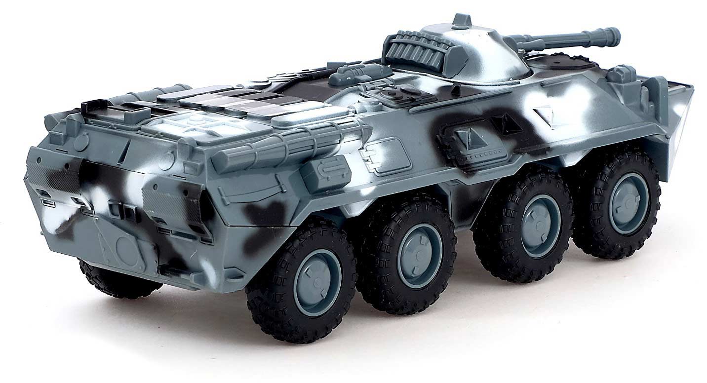 Машина инерционная Play Smart 1:35 «БТР-80» 24 см. 9629-C Автопарк, свет и звук / Серый