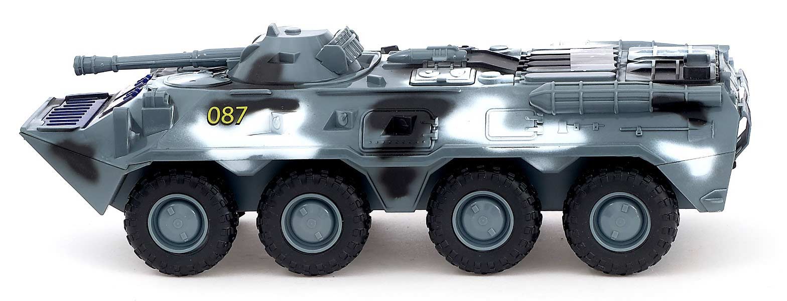 Машина инерционная Play Smart 1:35 «БТР-80» 24 см. 9629-C Автопарк, свет и звук / Серый