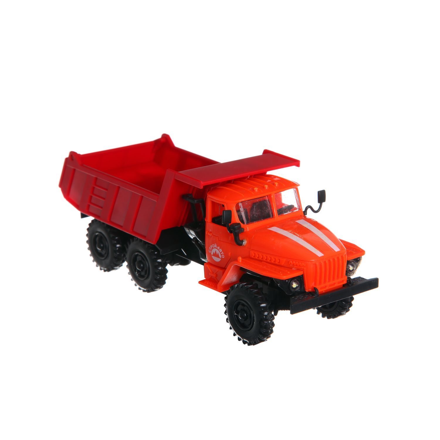 Машинка инерционная Play Smart 1:43 «Урал Самосвал» 9493-B Автопарк, свет и звук / Оранжево-красный