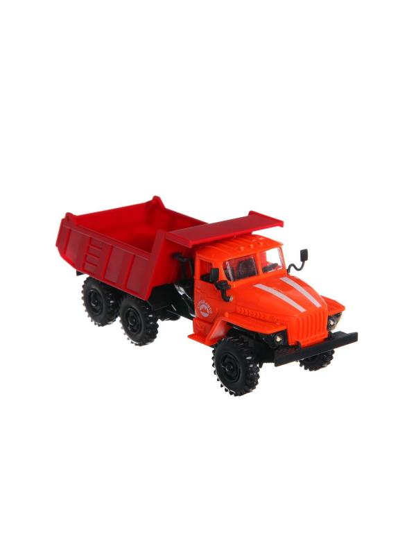 Машинка инерционная Play Smart 1:43 «Урал Самосвал» 9493-B Автопарк, свет и звук / Оранжево-красный