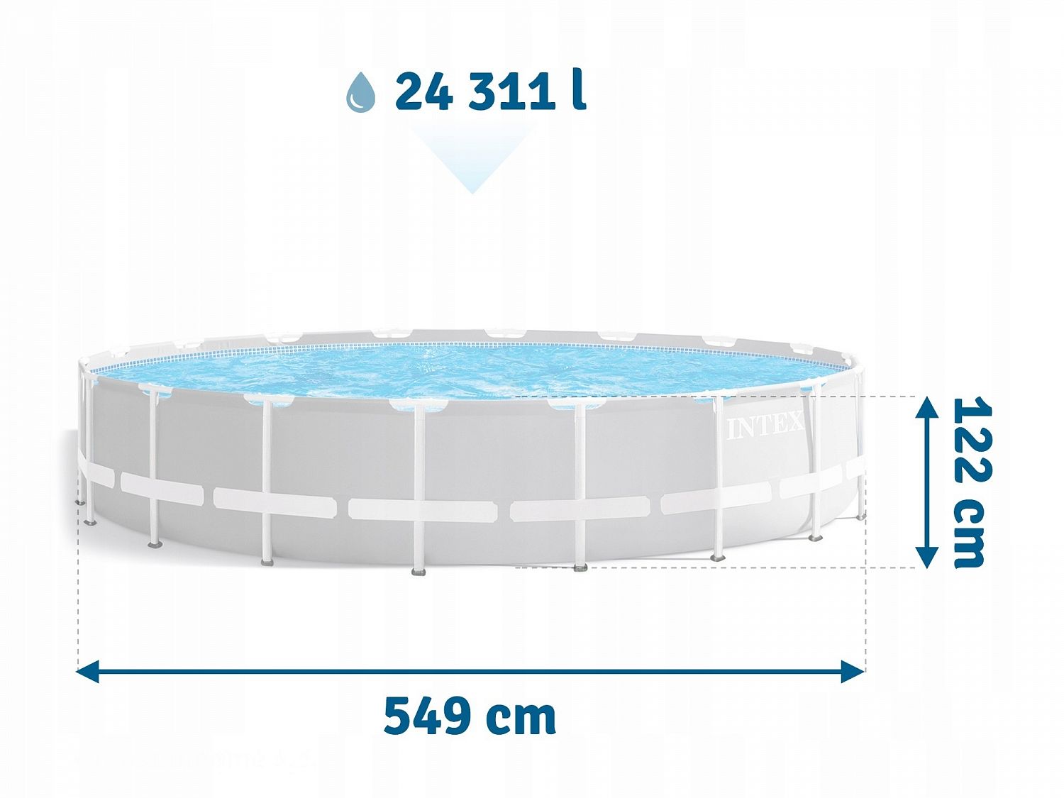 Круглый каркасный бассейн Intex «GreyWood Prism Frame» 26744, 549 х 122 см., фильтр-насос, лестница, подстилка, тент