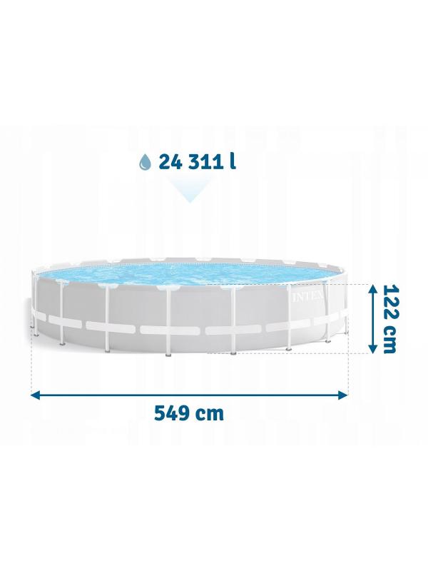 Круглый каркасный бассейн Intex «GreyWood Prism Frame» 26744, 549 х 122 см., фильтр-насос, лестница, подстилка, тент