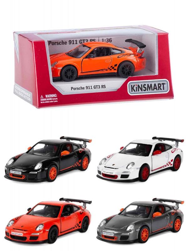 Металлическая машинка Kinsmart 1:36 «2010 Porsche 911 GT3 RS» KT5352W, инерционная в коробке / Микс