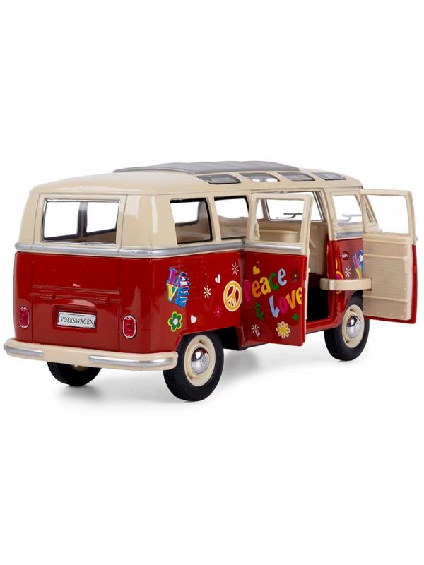 Металлическая машинка Kinsmart 1:24 «1962 Volkswagen Classical Bus (С принтом)» KT7005DF / Микс