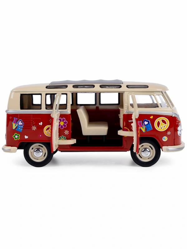Металлическая машинка Kinsmart 1:24 «1962 Volkswagen Classical Bus (С принтом)» KT7005DF / Микс