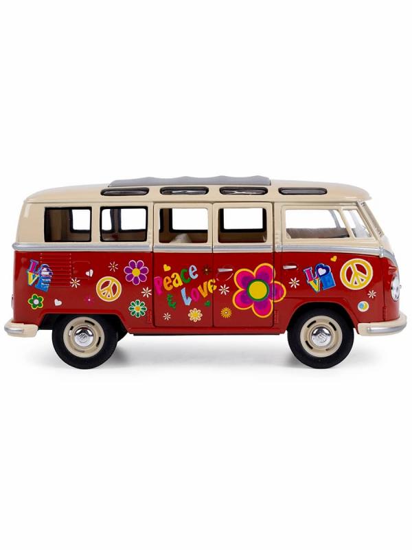 Металлическая машинка Kinsmart 1:24 «1962 Volkswagen Classical Bus (С принтом)» KT7005DF / Микс