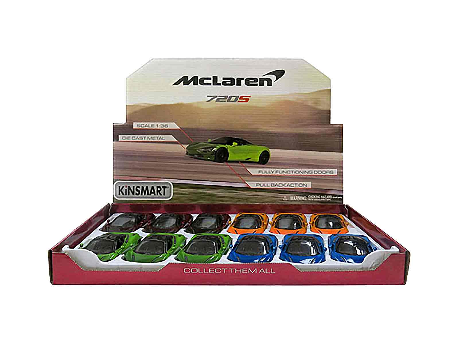 Машинка металлическая Kinsmart 1:36 «McLaren MSO 720S» KT5403DG инерционная / Микс