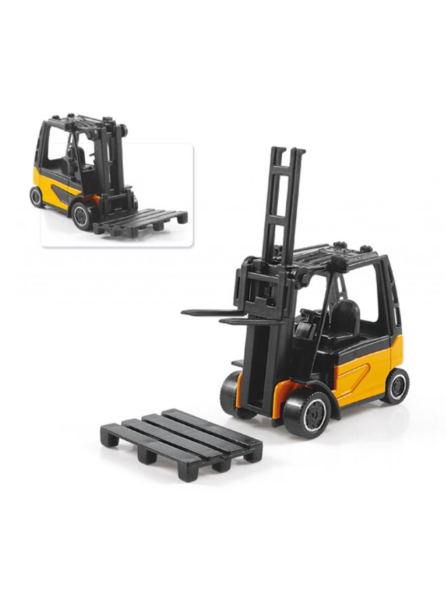 Металлическая машинка Play Smart 1:64 «Вилочный погрузчик с паллетом» 6535D