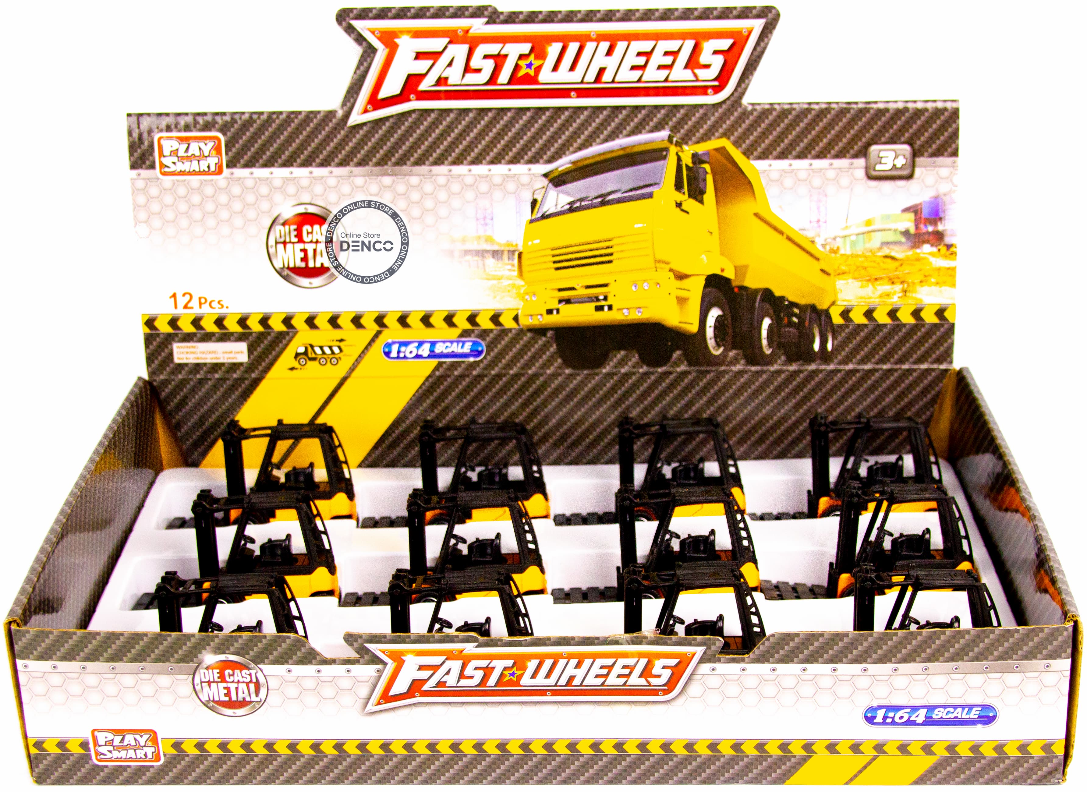 Металлическая машинка Play Smart 1:64 «Вилочный погрузчик с паллетом» 6535D