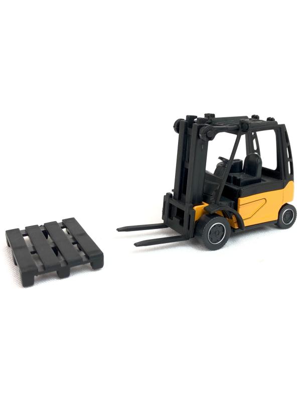 Металлическая машинка Play Smart 1:64 «Вилочный погрузчик с паллетом» 6535D