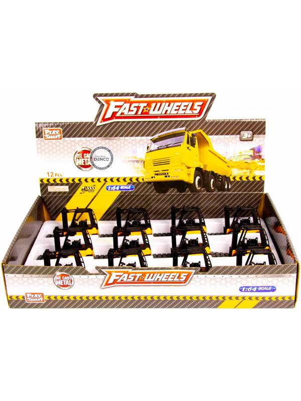 Металлическая машинка Play Smart 1:64 «Вилочный погрузчик с паллетом» 6535D