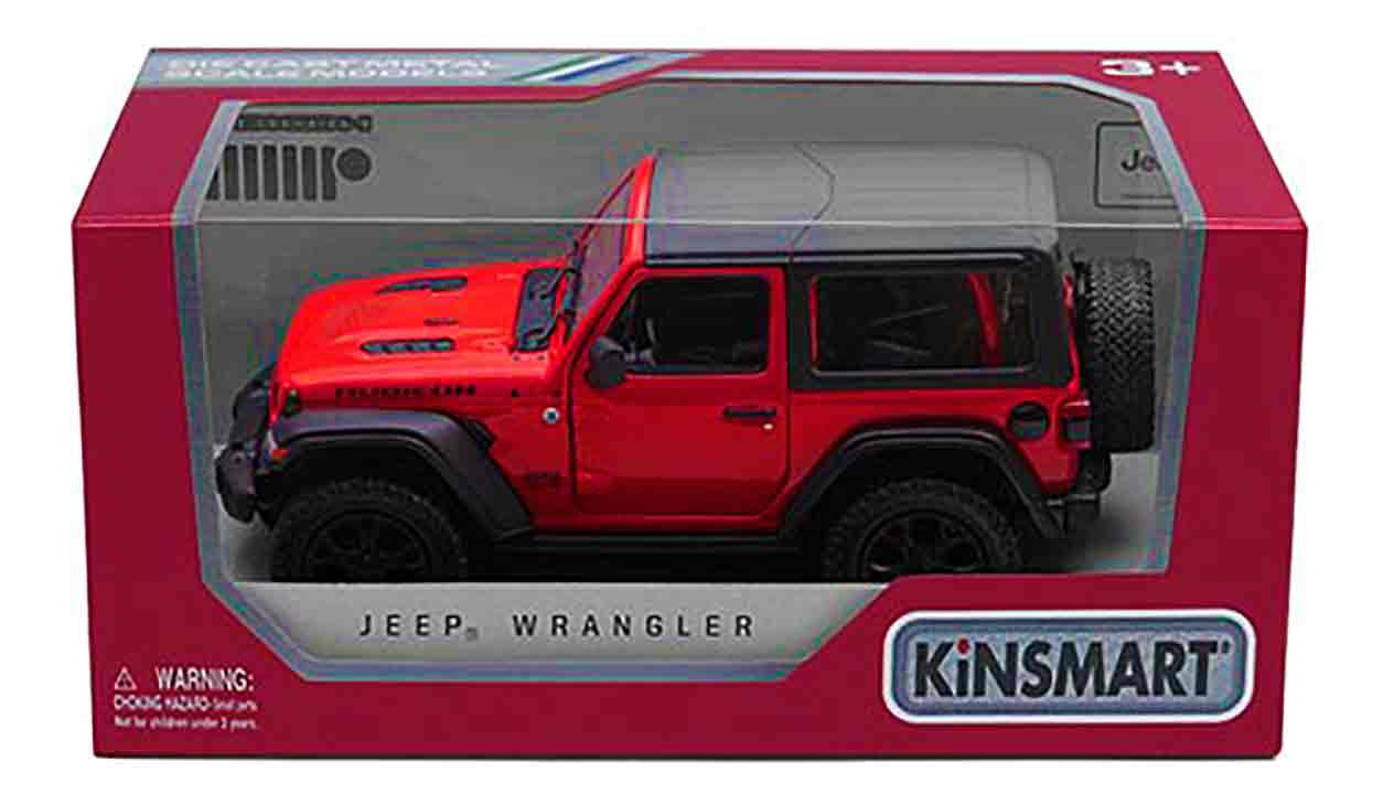 Металлическая машинка Kinsmart 1:34 «2018 Jeep Wrangler (Жесткий верх)» KT5412WB, инерционный в коробке / Микс