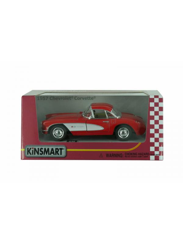 Машинка металлическая Kinsmart 1:34 «1957 Chevrolet Corvette» KT5316W инерционная в коробке / Микс