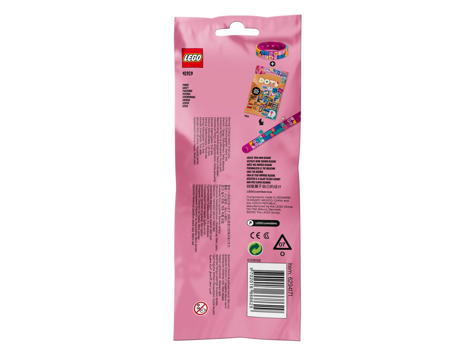 Набор для творчества LEGO DOTS 41919 «Браслет Молния» 33 детали