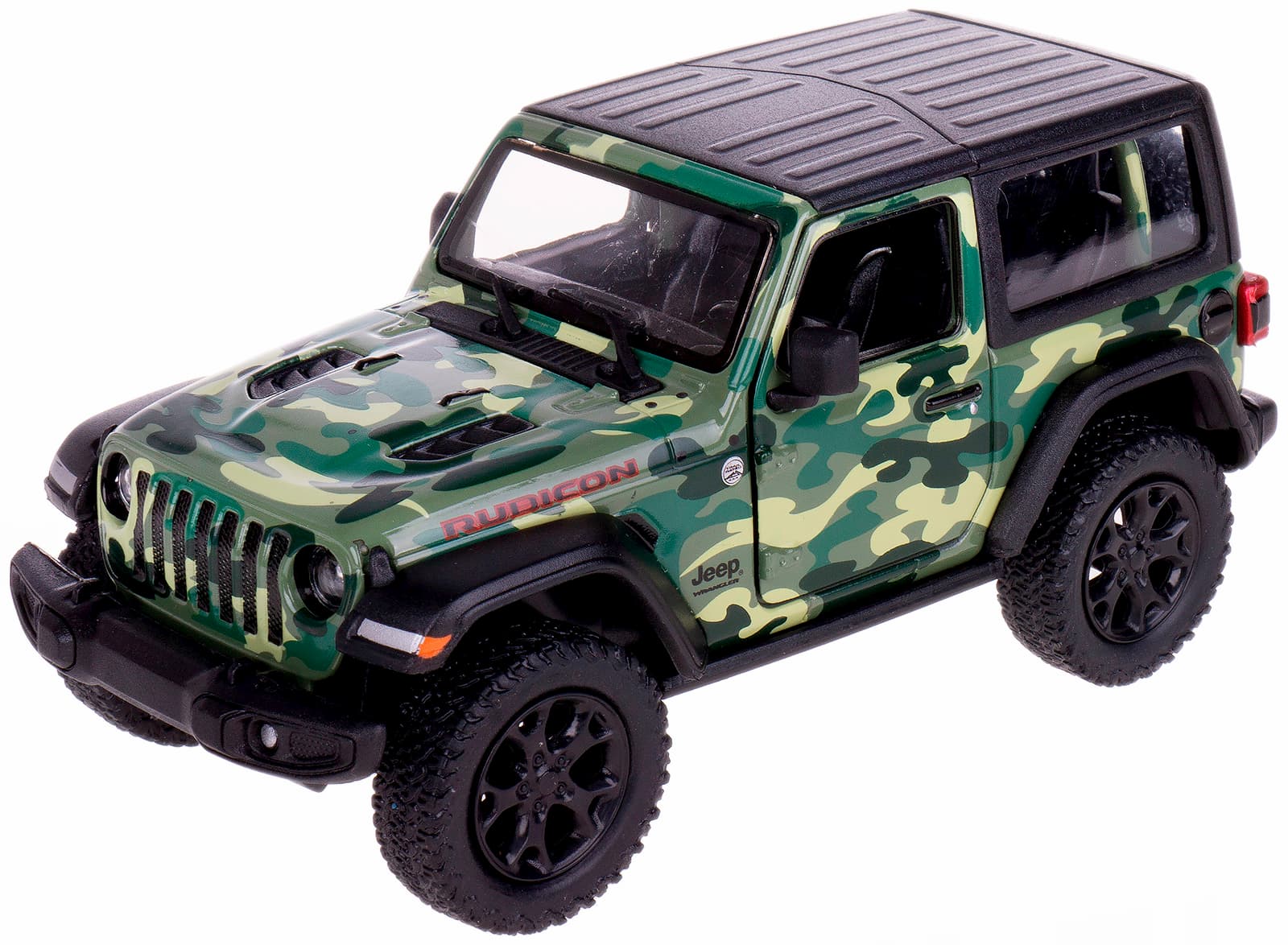 Металлическая машинка Kinsmart 1:34 «2018 Jeep Wrangler Camo Edition (Жесткий верх)» KT5420DB, инерционный / Микс