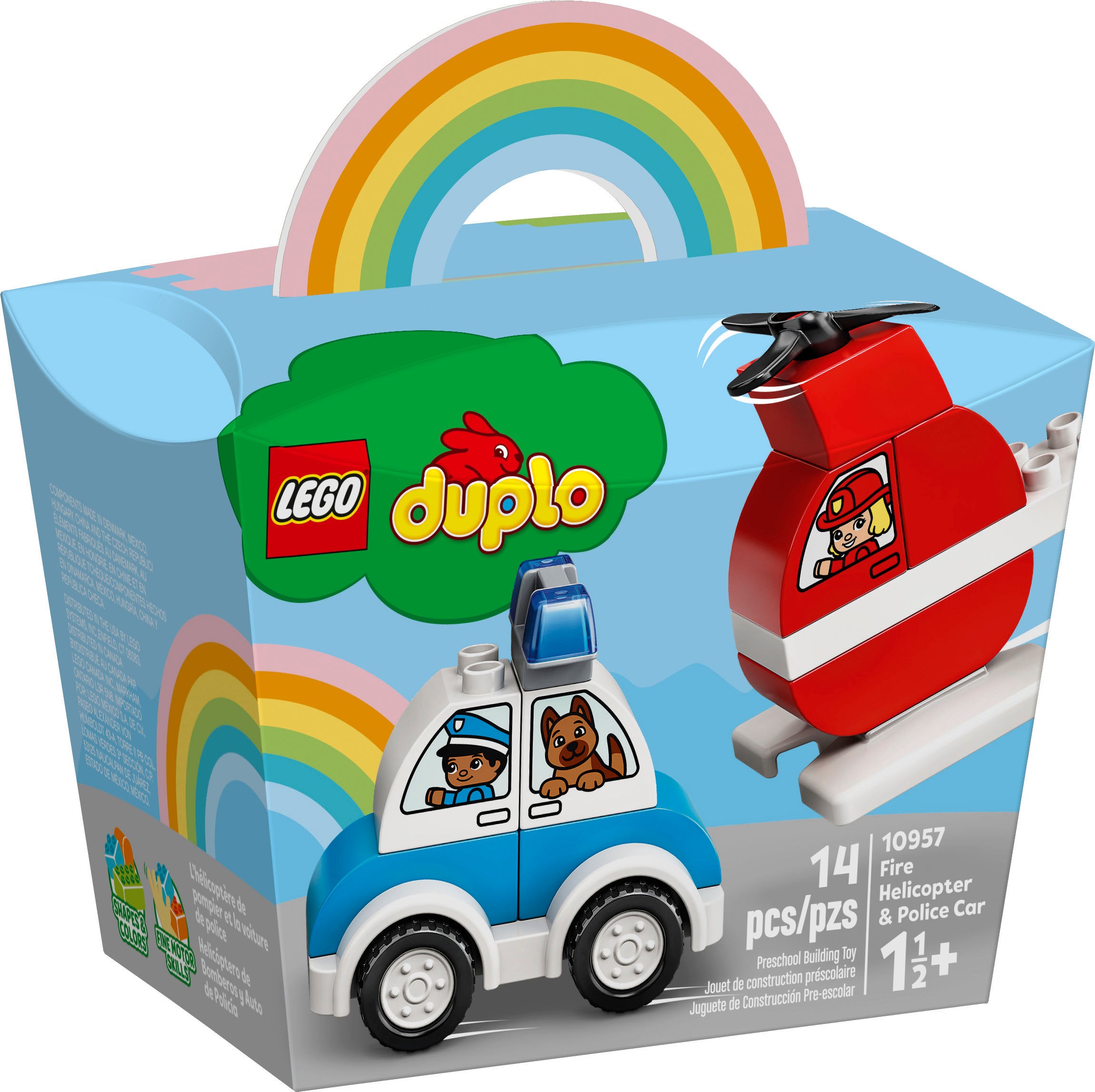 Конструктор LEGO Duplo «Мой первый пожарный вертолет и полицейский автомобиль» 10957 / 14 деталей