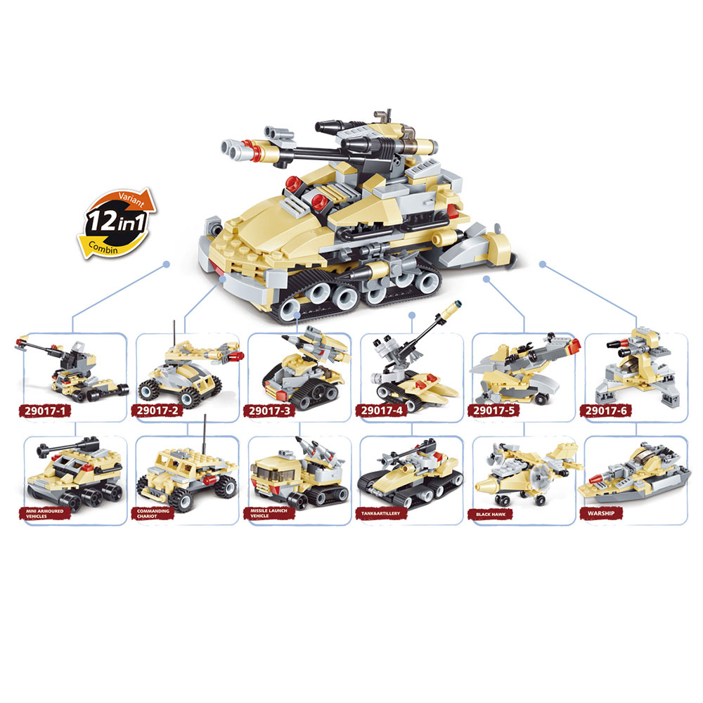Конструктор Jie Star «Военная техника 12 в 1» 29017