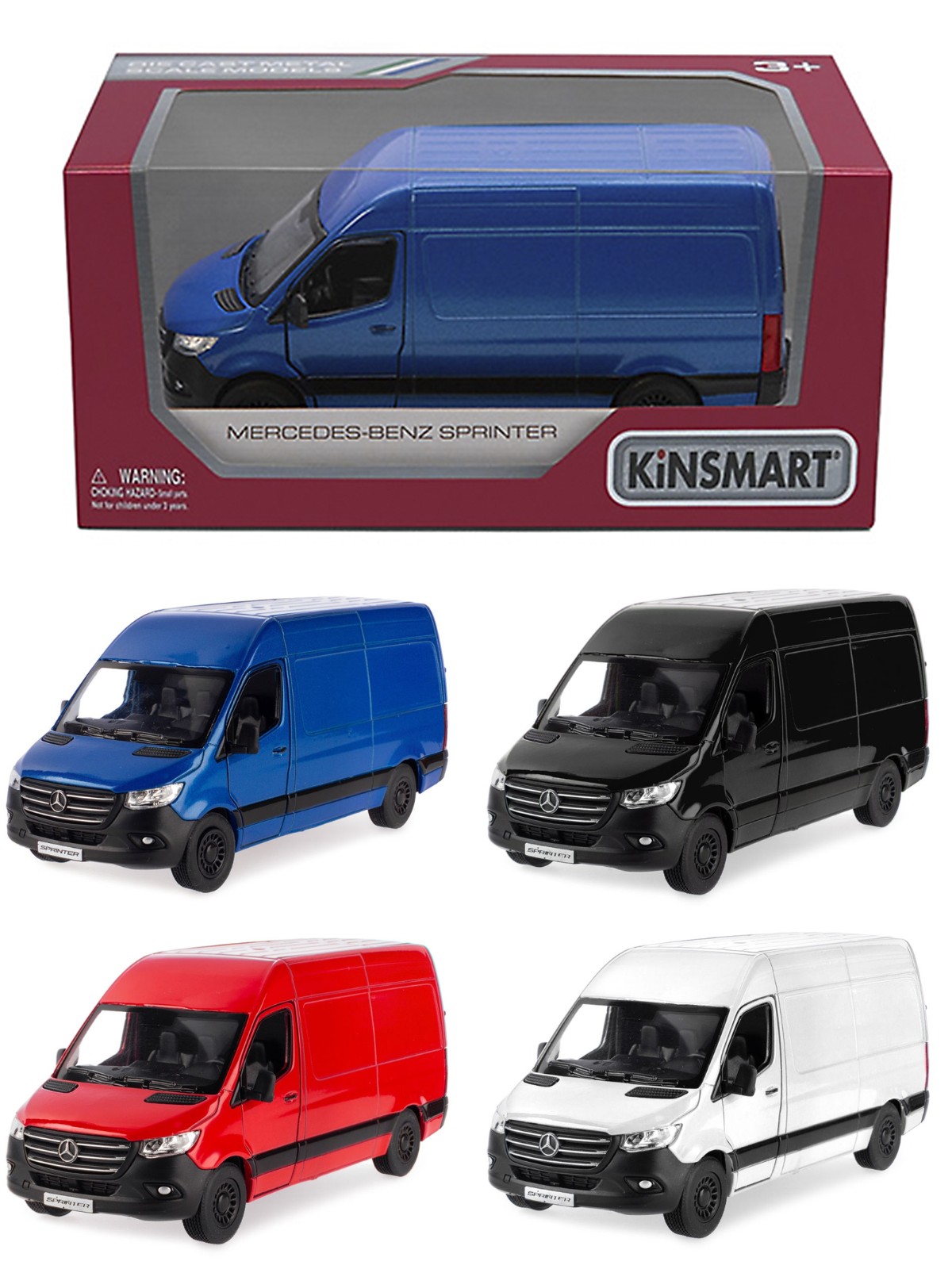 Металлическая машинка Kinsmart 1:48 «Mercedes-Benz Sprinter» KT5426W, инерционная в коробке / Микс