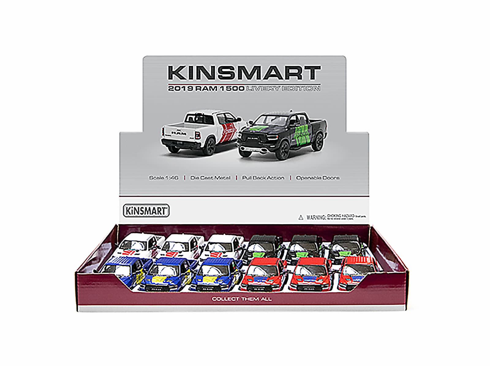 Металлическая машинка Kinsmart 1:46 «2019 Dodge RAM 1500 Livery Edition» KT5413DF, инерционная / Микс