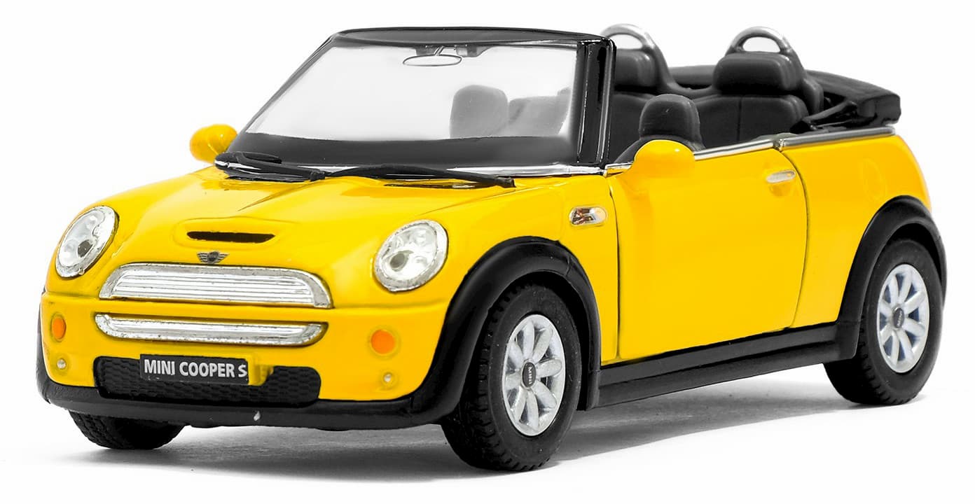 Металлическая машинка Kinsmart 1:28 «Mini Cooper S Convertible» KT5089W инерционная в коробке / Микс